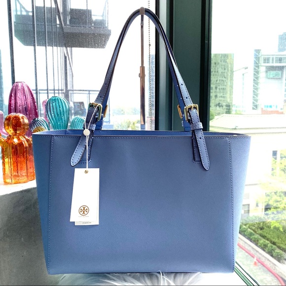 Tory Burch Bow Blue Emerson Buckle Tote - Picture 2 of 7